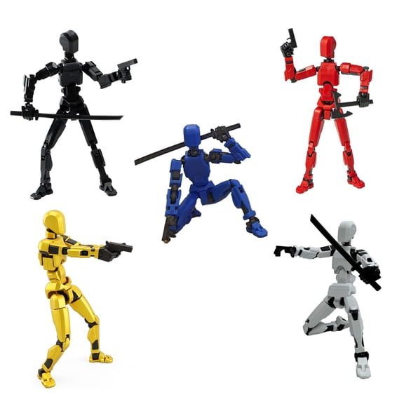5PCS Assembly Completed T13 Action Figure 3D Printed Multi-Jointed Movable,Lucky 13 Action Figures,Multi-Articular Dummy 13 Action Figures,Desktop Decorations,Creative Gifts (5 Colors)