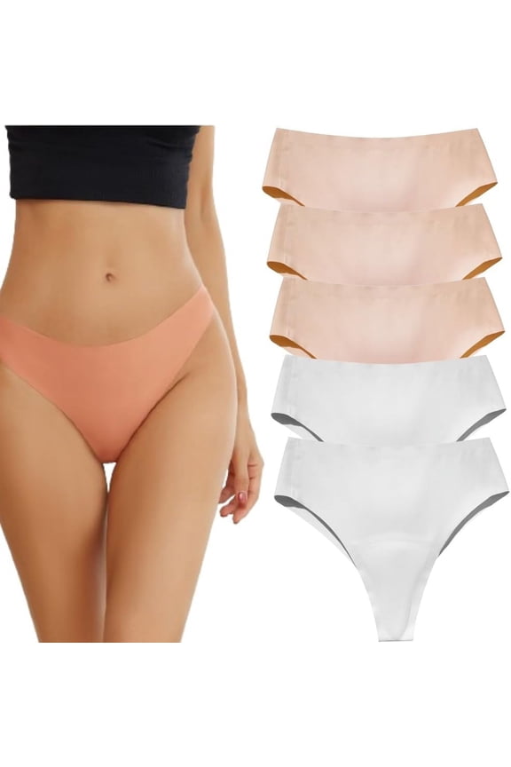 5PCS Aura Invisible Camel Toe Thong High Waisted Seamless Thongs for Ladies No Show Panty Pack