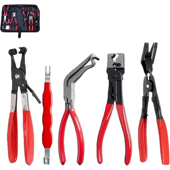 5PCS Automotive Electrical Disconnect Pliers Kit, Auto Repair Plier, High-Carbon Steel Connector Separator, Hose Clamp Plier, Plug Release Tool and Wire Terminal Removal