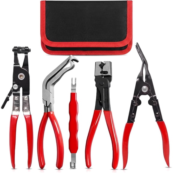 5PCS Automotive Electrical Disconnect Pliers Tool Set, Electrical Connector & Terminal Removal Tool Set with Hose Clamp Pliers for Wire Harness, Sensor Plugs & Trim Clips