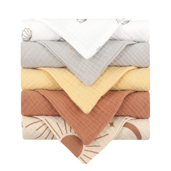 5PCS Baby Facecloth Cotton Drool Bibs Square Burp Cloth for Infant Kindergarten Sweat Wipe Cloth High Absorbent Kerchief