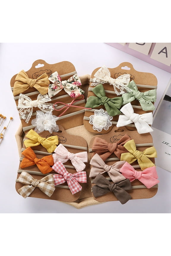 5PCS Baby Girl Headbands and Bows, Newborn Infant Toddler Nylon Elastics Hairbands Hair Accessories