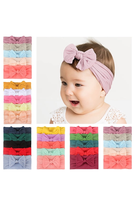 5PCS Baby Girls Headbands Turban Hair Bows Hair Band Elastic Hair Accessories for Kids Toddlers Infants Newborn