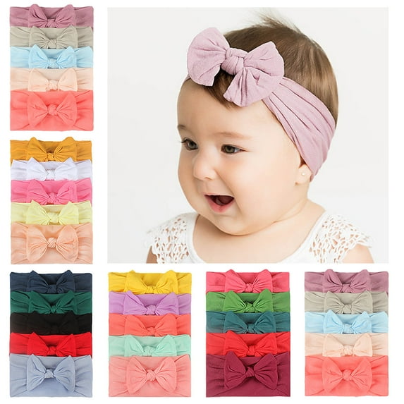 5PCS Baby Girls Headbands Turban Hair Bows Hair Band Elastic Hair Accessories for Kids Toddlers Infants Newborn