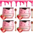 5PCS Bee Lip Balm Honey Pot，Honey&Strawberry&Watermelon&Cherry&Omagie