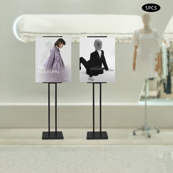 5PCS Black Floor Standing Poster Display Frame Adjustable Floor Poster Frame with U-shaped Groove