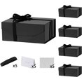thumbnail image 1 of 5PCS Black Gift Box with Ribbon 9.5x7x4 Inches，Sturdy Gift Box with Lid for Gift Packaging, Foldable Magnetic Closure Storage Boxes, Bridesmaid proposal box, Rectangle Collapsible Box, 1 of 14