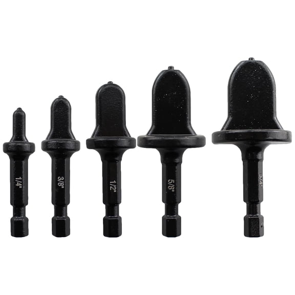 5PCS Black Steel HVAC Copper Expansion Drill Bits Set 1/4 to 3/4 Inch Orifice Enlargement Tool for Air Conditioning Maintenance