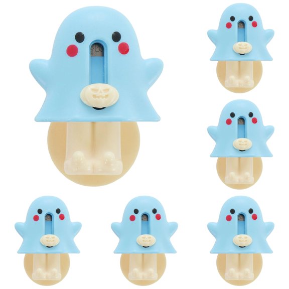 5PCS Blue Cute Ghost Wall Hook Utility Knife Set Retractable Box Cutter Adhesive Organizer Hook Key Holder for Bathroom Kitchen Home Package Opener Tool