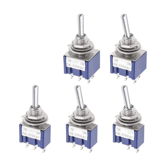 5PCS Blue Mini MTS-102 3-Pin SPDT ON-ON 6A 125VAC Miniature Toggle Switches MTS-103 MTS-202 MTS-203 6PIN ON-OFF-ON