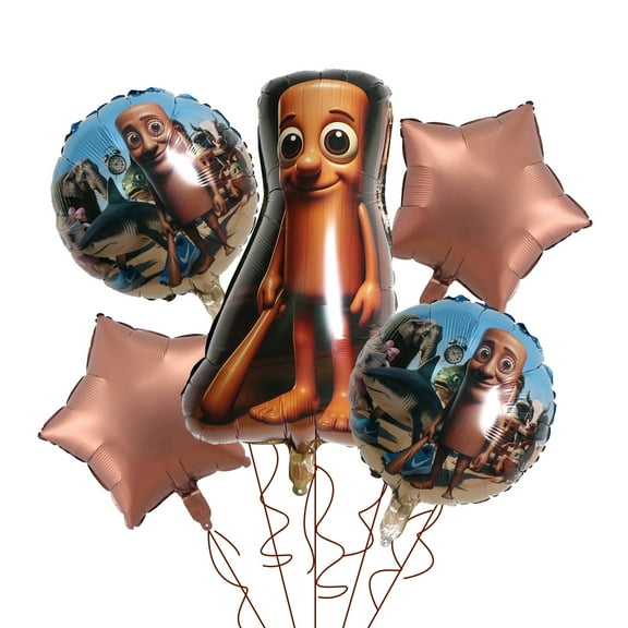 5PCS Brainrot Tralalero Tralala Anime Balloon Set for Birthday Parties - Cartoon Foil Balloons Kit with String, Perfect for Kids Adults Decoration Theme Celebration