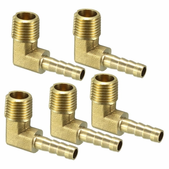 5PCS Brass Barb Hose Fitting 90 Degree Elbow 6mm Barbed x 1/4 PT Male Pipe USA