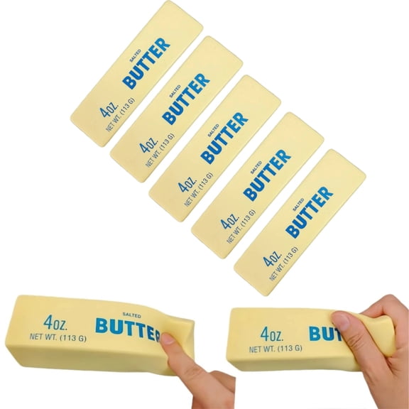 5PCS Butter Squishy Toys, Super Soft Butter Stick Slow Rising Squishy, Realistic Food Squishies Fidget Tools for Decompression Anxiety Relaxation