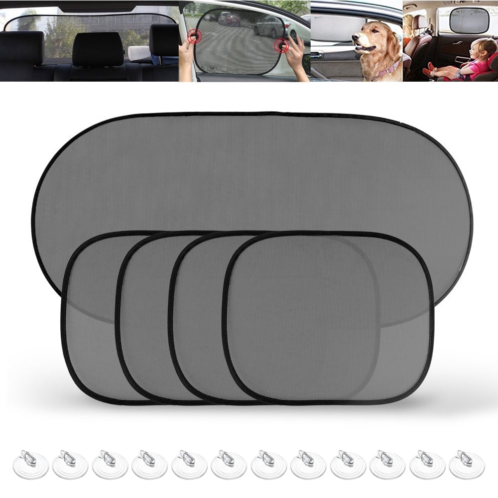 5-Piece Car Side And Rear Window Sun Shade Mesh Screen – UV Protection, Baby Safe, Foldable