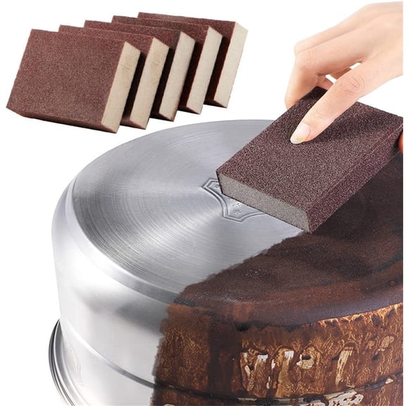5PCS Carborundum Cleaning Sponge, Emery Kitchen Scrub Pad for Heavy-Duty Cleaning, Multi-Purpose Emery Sponge, Durable Kitchen Cleaning Tool, 9x6x2.5cm, Brown