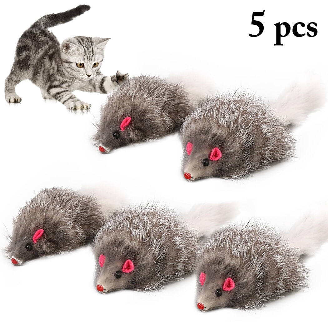 5PCS Cat Mice Toys Interactive Plush Furry Cat Interactive Toy Cat Chew Toy Walmart