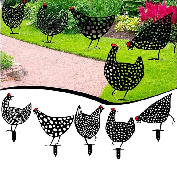 5PCS Chicken Stakes Yard Art Outdoor Garden Backyard Lawn Acrylic Hen Home Decor