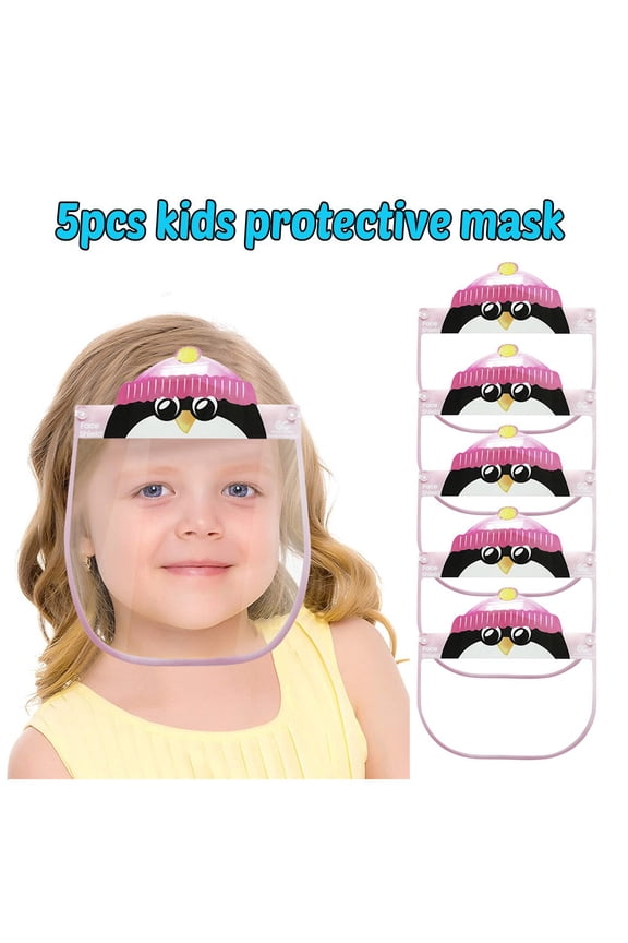 5PCS Children's Waterproof Cartoon Transparent Protective Mask