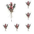 5PCS Christmas Artificial Pine Branches Evergreen Branch Berries Décor, Artificial Christmas Tree Picks Sprays, Holiday Floral Picks Holly Stem for DIY Craft Wreath Decoration