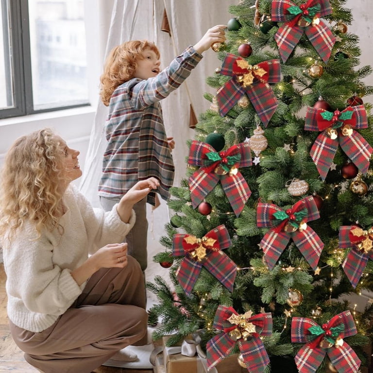 15 PCS Christmas Bows With Iron Bells: Random Style Delivery Wreath + Tree Decorations For A Perfect Holiday Setup