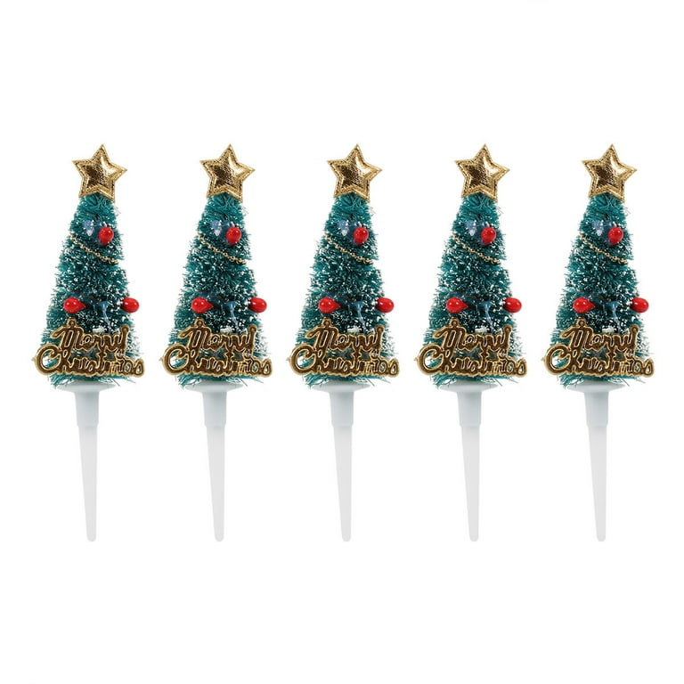 Creative Party Green Snowy Tree & Gold 'Merry Christmas' Cake Toppers - 2-Piece Set, Food Safe Resin