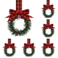 thumbnail image 1 of 5PCS Christmas Kitchen Cabinet Wreaths - 21.7 Inch Mini Greenery Wreaths with Ribbon for Window, Door & Home Holiday Decor, 1 of 8