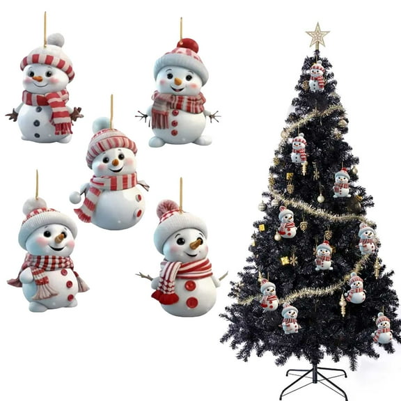 5PCS Christmas Ornaments Cute Snowman Acrylic Pendant for Christmas Tree Decorations Hanging Ornaments for Home Decor Holiday Party 3/2/1Set