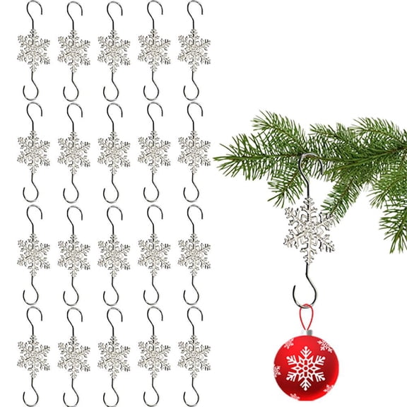 5PCS Christmas Snowflake Ornament Hook Hangers, Metal Ornament Hangers For Christmas Decorations, Tree Gold Sliver Snowflake
