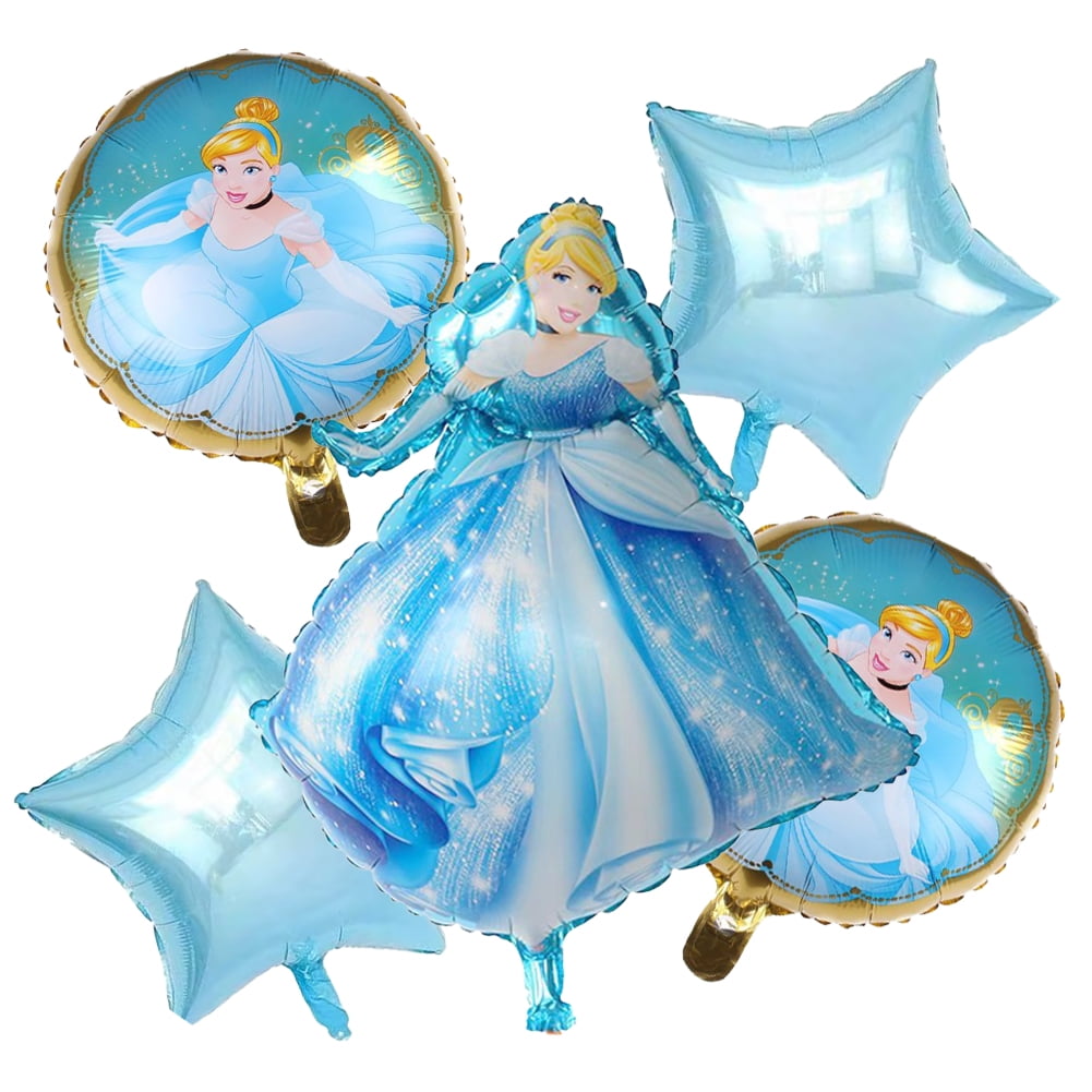 5PCS Cinderella Balloons for Kids Birthday Baby Princess Theme Party Decorations