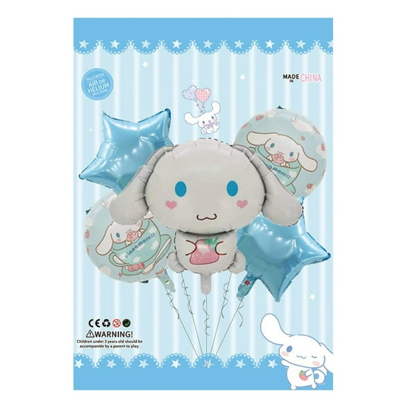 5PCS Cinnamoroll Anime Balloon Set for Birthday Parties - Cartoon Foil Balloons Kit with String, Perfect for Kids Adults Decoration Theme Celebration