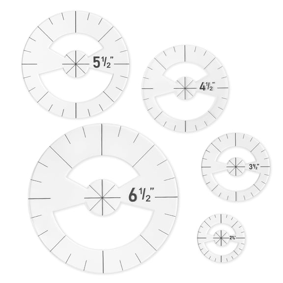 5PCS Clear Acrylic Circle Template Rulers for Quilting, 5 Sizes | Clear Acrylic Circle Rulers, 5 Sizes, Easy-Read Marks, Non-Slip Backing, For Fabric Cutting, Sewing, And Patchwork
