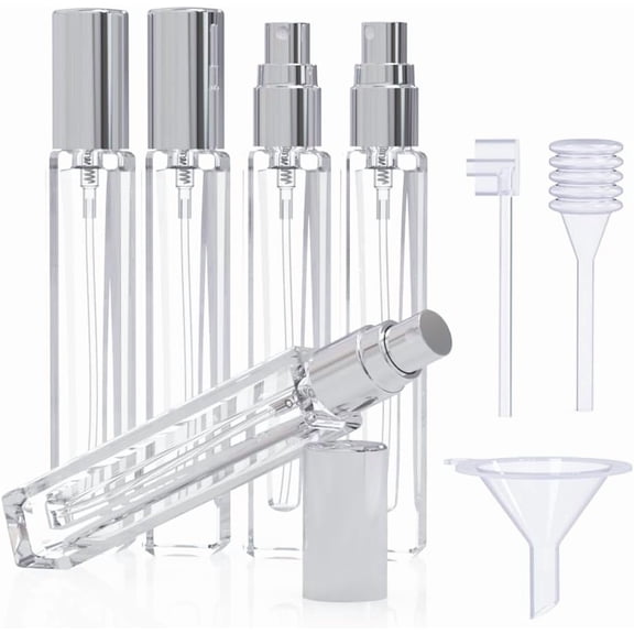 5PCS Cologne Atomizer Empty, 10ML Mini Perfume Bottles Refillable With Dispenser Tools, Pocket Spray Bottle for Travel and Sample Container