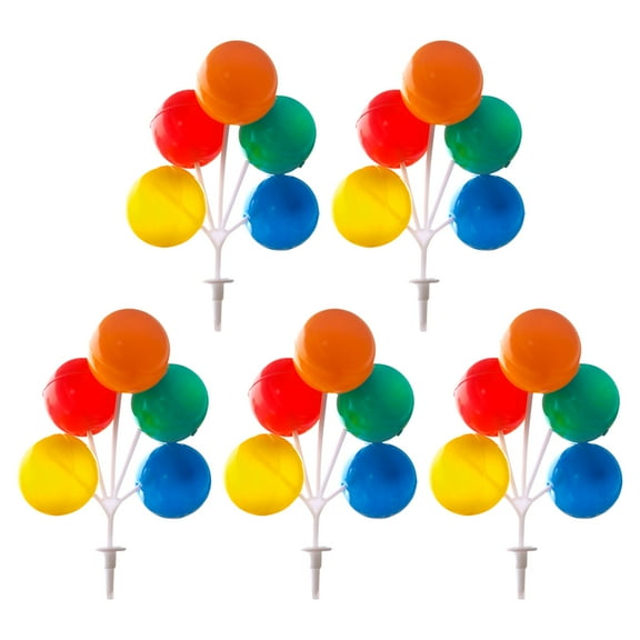 5pcs Colorful Mini Balloon Cake Toppers 5 inch Plastic Balloon Garland Reusable Decorative Picks for Birthday Party Wedding Celebration