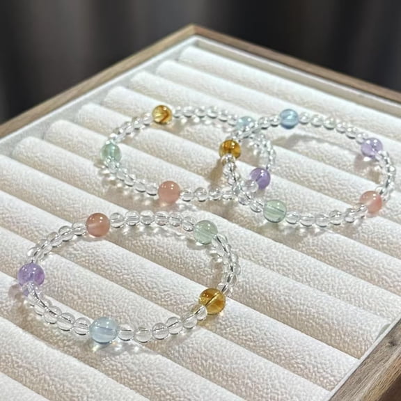 5PCS Colorful Glass Bracelets Birthday Party Friendship Beaded Stretch Bracelet Jewelry