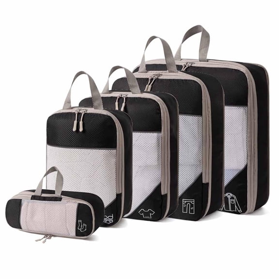 5PCS Compression Packing Cubes for Travel, Travel Essentials Bags, Durable Luggage Organizer
