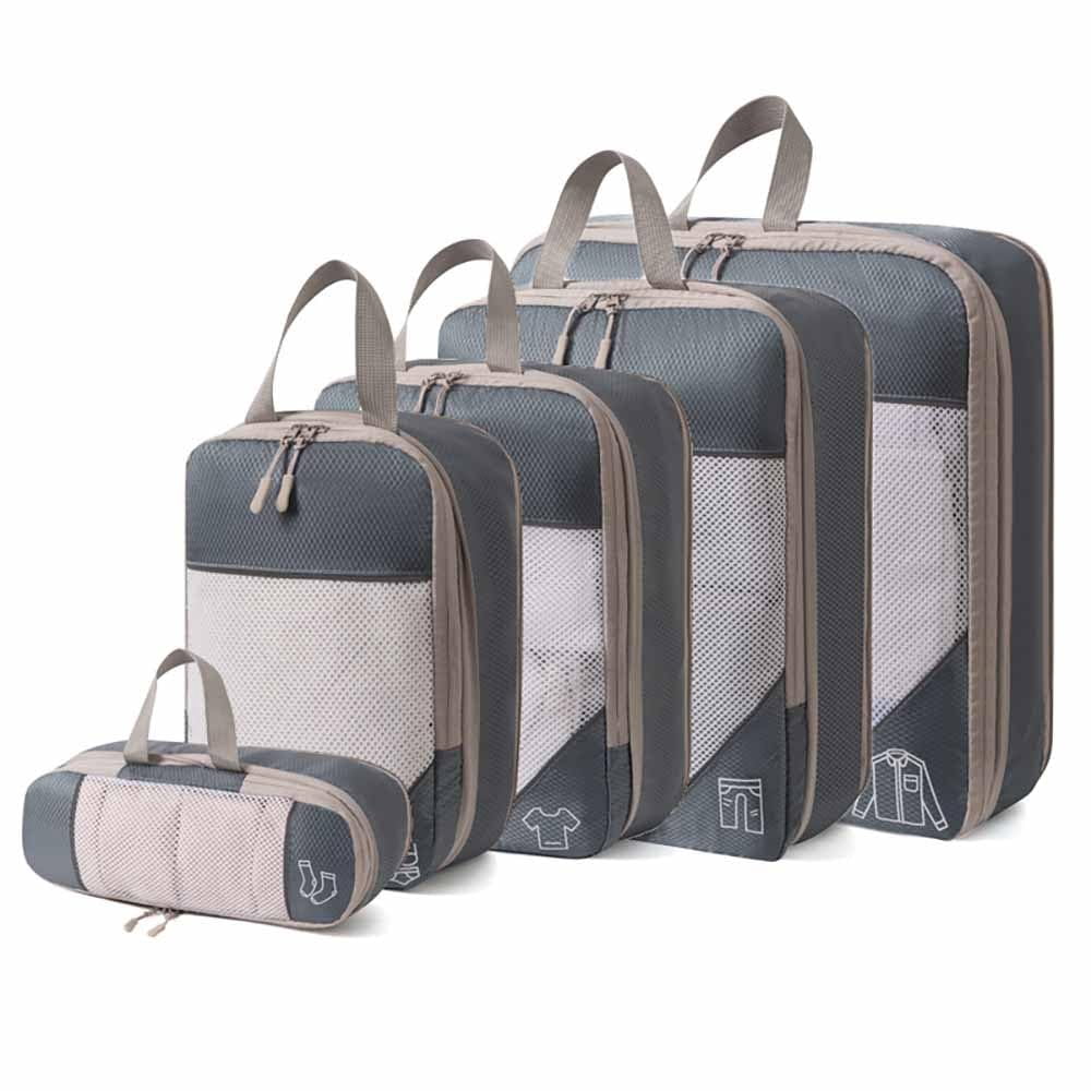 5PCS Compression Packing Cubes for Travel, Travel Essentials Bags, Durable Luggage Organizer