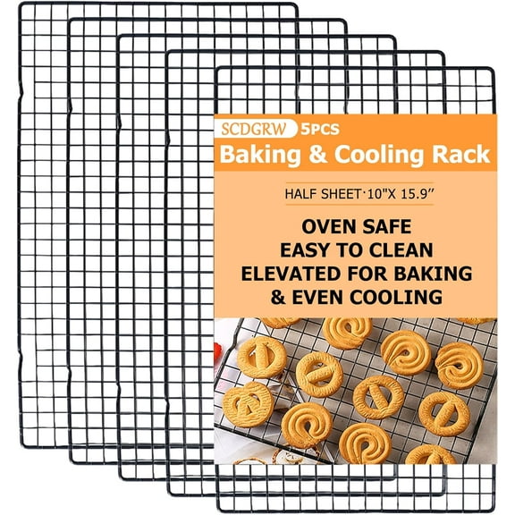 5PCS for Cooking and Baking 10" x 16" Wire Rack Baking Rack, Cookie Rack, Heavy Duty Stainless Steel Wire Rack for Grilling, Roasting, Cooking, Drying