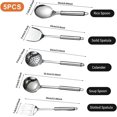 thumbnail image 1 of 5PCS Cooking Utensils Set, Stainless Steel Kitchen Utensils Set, Heat Resistant Kitchen Gadgets Utensil Set Includes Slotted Spoon, Slotted Spatula, Large Spoon, Soup, Spatula, 1 of 7
