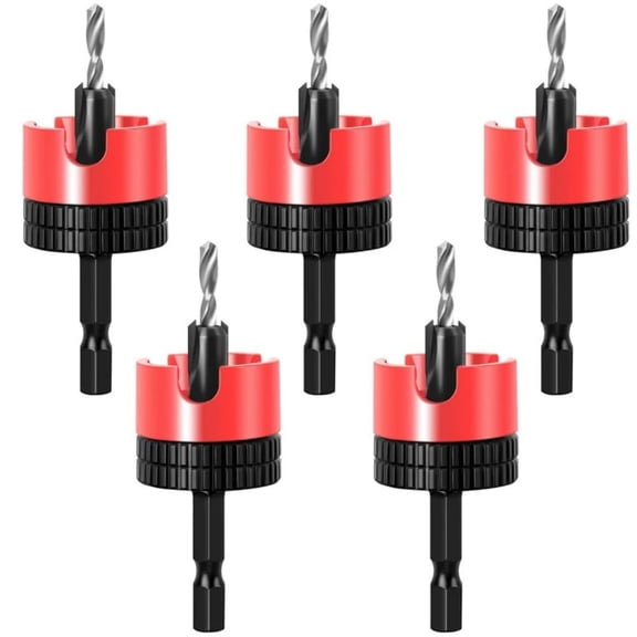 5PCS Countersink Drill Bit Set Steel Adjustable Depth Stop Hex Shank Varied Sizes 2.8 to 4x8mm Woodworking Tools