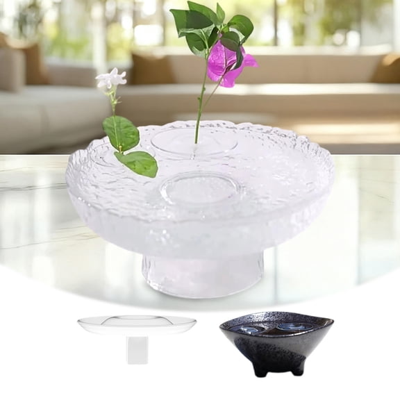 5PCS Creative Floating Floral Arrangement Holder, 2025 Innovative Floating Flower Display Stand, Clear Acrylic Floating Flower Bowl Stem Holder, Modern Floating Vase Pedestal Stand