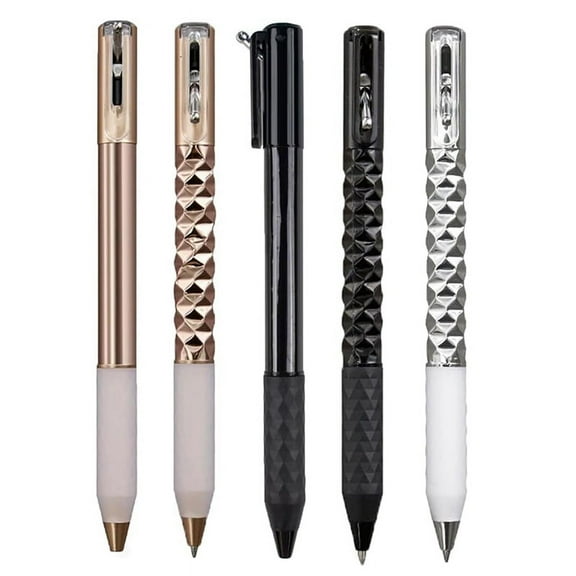 5PCS Crunchy Sensory Pen, 0.5mm Geometric Crinkle Design Fidget Pen, Textured Grip, Retractable Writing Tool