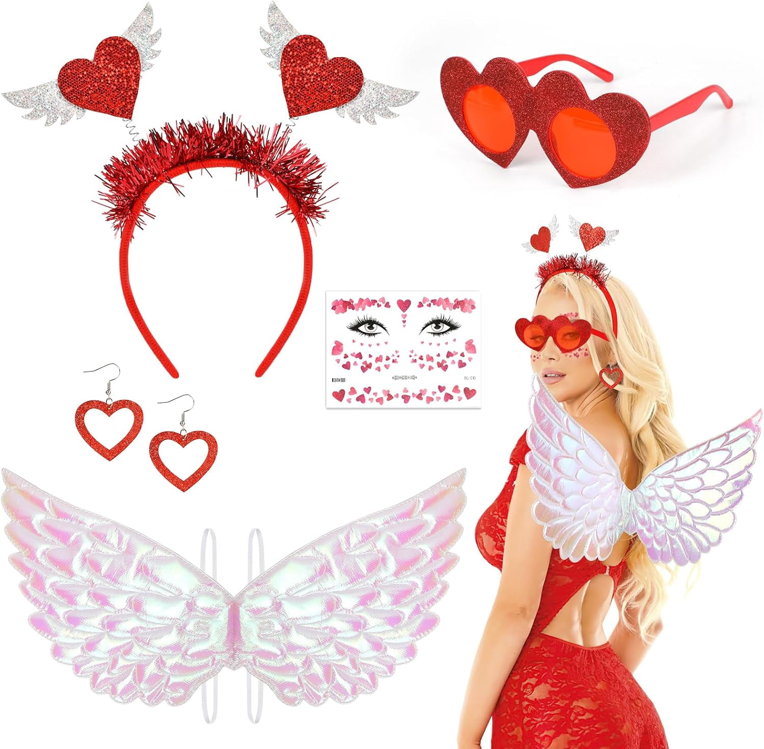 Cupid Accessory 5PCS Cupid Costume Set for Women, Valentines Angel Accessory Kit with ...