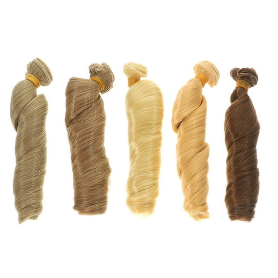 Raindrops Assorted Color Doll Hair Extensions for Doll Making High Temperature Wire Curly Wig Crafts 5PCS