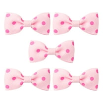 5PCS Cute Dog Bows Pink Dog Hair Bows with Dots Pattern, Pet Hair Bows Bowknot Grooming Hairpin Barrette Clip Accessories for Dogs Cats Puppies