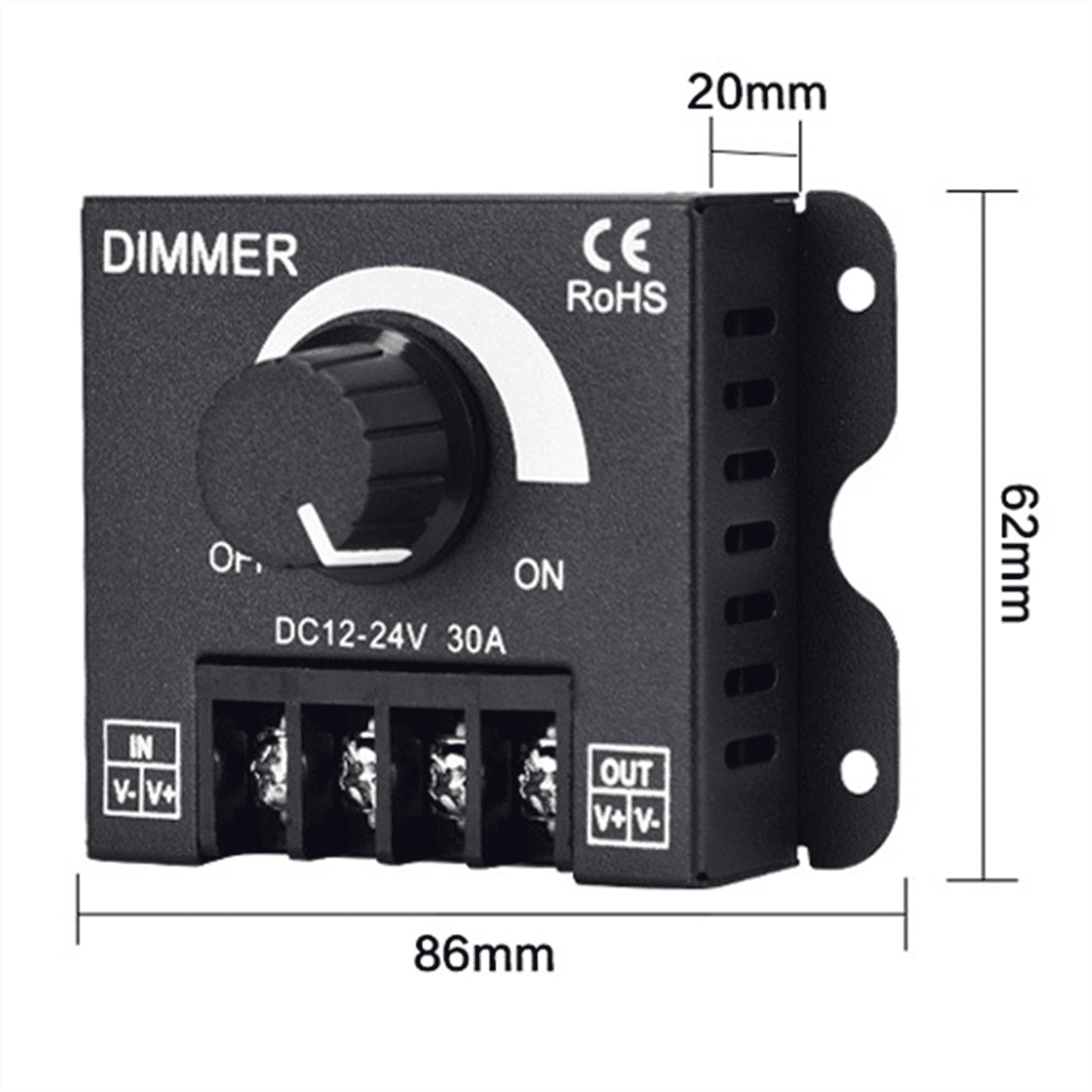 5PCS DC 12V 24V LED Dimmer Switch 30A Voltage Regulator Adjustable