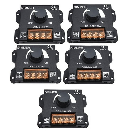 5PCS DC 12V 24V LED Dimmer Switch 30A Voltage Regulator Adjustable Controller for LED Strip Light Dimming Dimmers