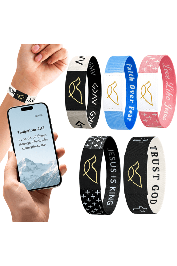 5PCS Daily Bible Verse Bracelet Scan NFC, Christian Gifts for Teens Faith, Inspirational Religious Gifts, Catholic Spiritual Gifts, Christmas Baptism Birthday Gift for Teens Husband Mother