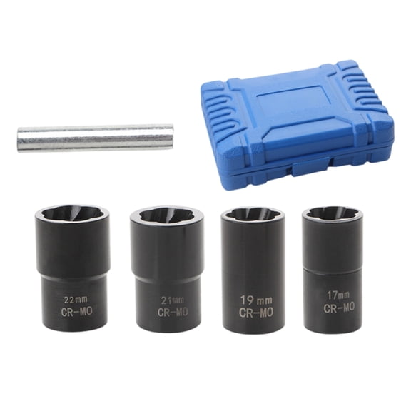 5PCS Damaged Nut Remover Set With Spirals Design For Rusted Rounded Bolts Automotive Repair Tool Kit In Storage Box