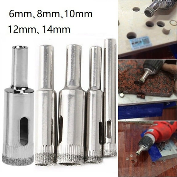 5PCS Diamond Hole Saw Drill Bit Set 6-14mm for Glass Ceramic Tile Marble Cutting
