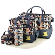 Imountek 5Pcs Diaper Bag Tote Set, Baby Diaper Bag Set with Changing Pad, Insulated Pockets, Water-Resistant Travel Tote for Mom and Dad, Gray